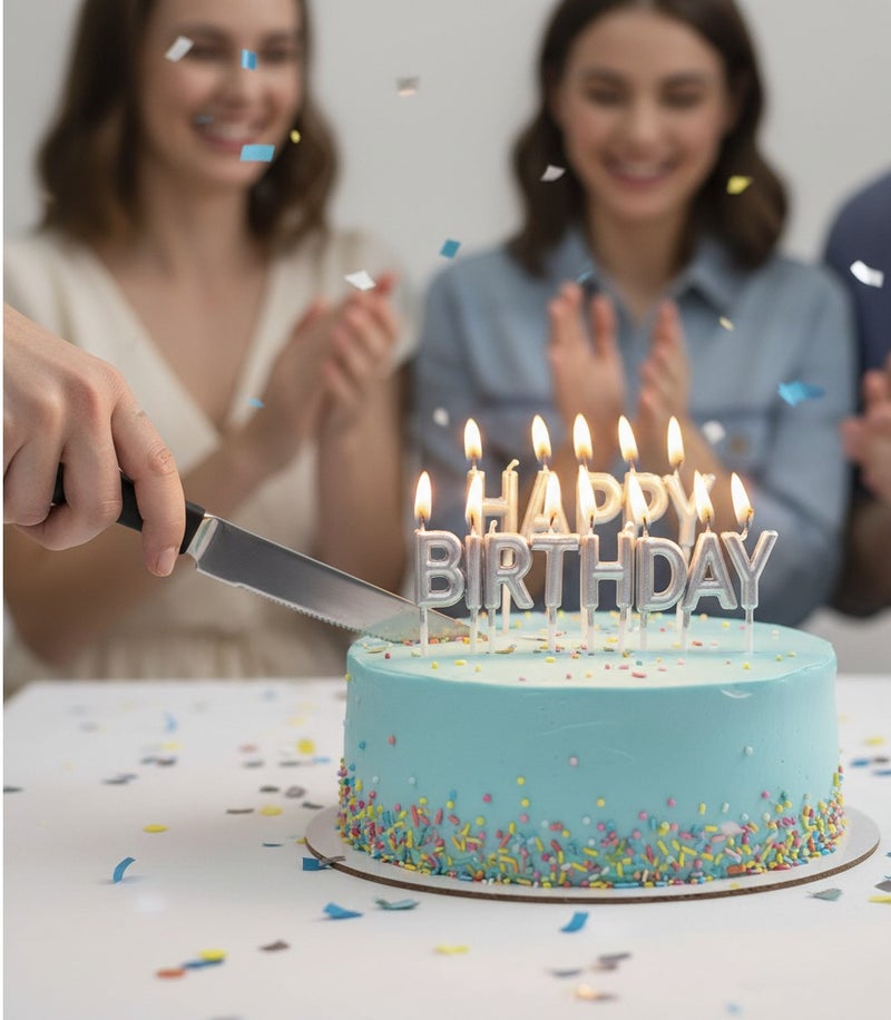 إيتالو شموع حروف عيد الميلاد من إيتالو - شموع كعكة على شكل حروف أبجدية فضية معدنية، زينة حفلات لكعكات أعياد الميلاد، احتفالات الأطفال والكبار - Image 2